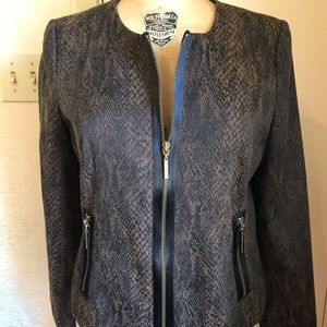 Dana Buchman Brown Snakeskin Print Jacket 10